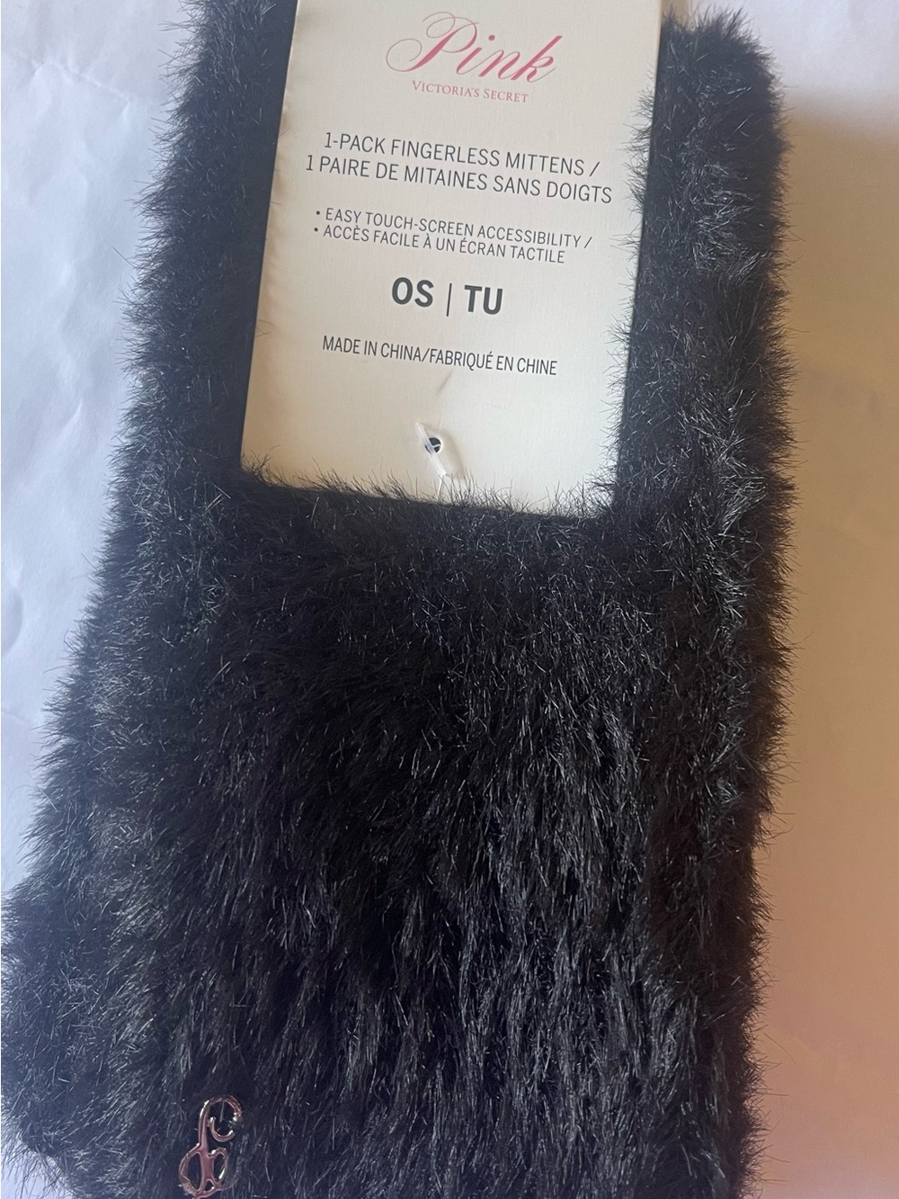 Victoria Secret Pink Fingerless Black Mittens - New!